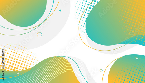 Modern Abstract Background with Gradient Fluid Shapes and Halftone Patterns
