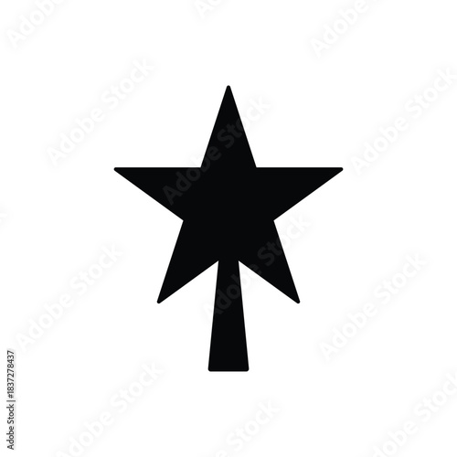 Star tree topper icon silhouette vector flat design on white background.