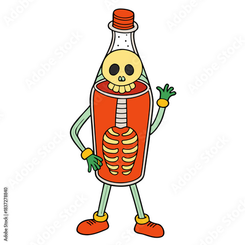 Retro soda bottle skeleton 