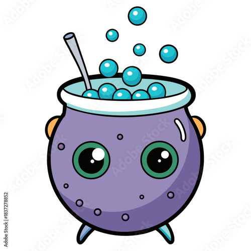 magic pot with magic wand and stars