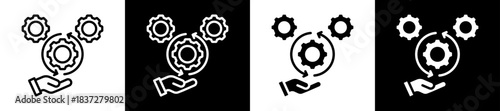 Process Management Icon Set In Black And White Filled Style Collection