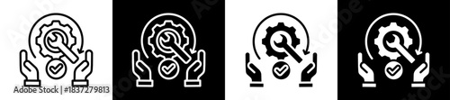 Service Recovery Icon Set In Black And White Filled Style Collection