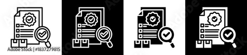 Quality Control Icon Set In Black And White Filled Style Collection