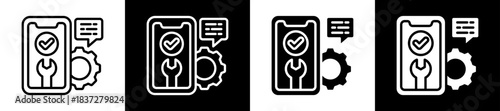 Mobile Service Management Icon Set In Black And White Filled Style Collection