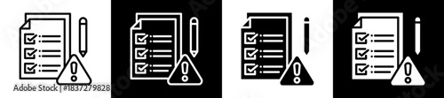 Risk Assessment Icon Set In Black And White Filled Style Collection