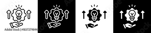 Innovation Management Icon Set In Black And White Filled Style Collection