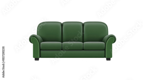 Green sofa comfortable furniture modern living room three seat upholstered home decor relaxation cozy interior minimalist style
