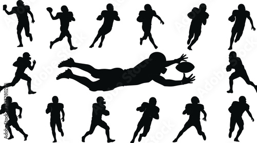 Vector Silhouette Set of Cricket Batsmen in Dynamic Action Poses, Hitting the Ball and Ready to Bat for Sports Team Game Illustrations.