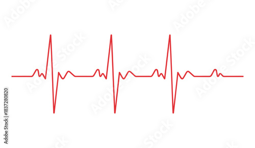 Heartbeat Line Vector Illustration on White Background. ECG Pulse Wave Illustration for Medical.