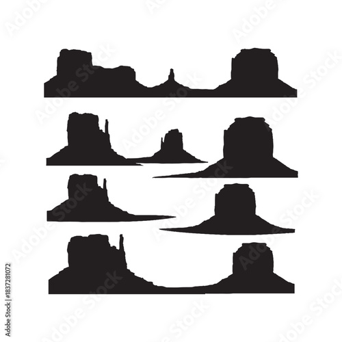 Monument Valley Buttes and Mesas Silhouettes Collection,Buttes Silhouettes,Vector Mesas Silhouettes,Desert Buttes Silhouettes,monument valley vector
