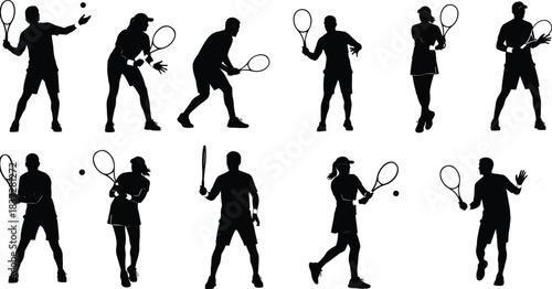 Vector Silhouette Set of Male and Female Runners Jogging, Representing Athletics, Fitness, and an Active, Healthy Lifestyle Illustration.