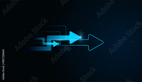 A Moving blue arrows Forward sharply against a dark background used for Technology, Finance, Business, Stock Market, and symbolizing strong financial growth and business success