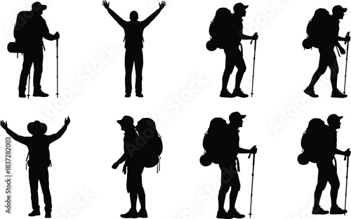 Vector Silhouette Set of Professional Chefs and Waitresses, Holding Knives and Serving Dishes for Restaurant and Culinary Industry Design.