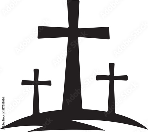 Calvary Crosses and Bible Logo Set Christian Symbols of Faith & Sacrifice