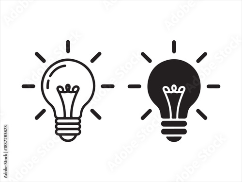 Light Bulb Idea Icon Set – Creative Inspiration Symbol