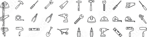 Hand drawn sketch of various tools and equipment for home improvement projects