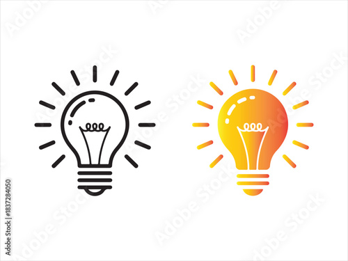 Light Bulb Idea Icon Set – Creative Inspiration Symbol