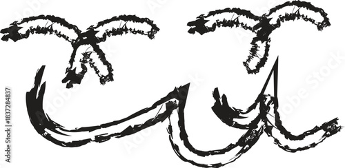 Hand drawn palm trees tropical illustration black and white sketch style