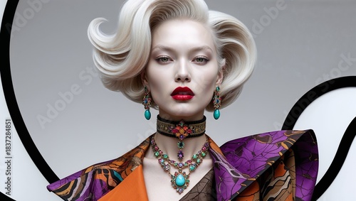 woman with iron and hair curlers