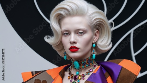 woman with iron and hair curlers