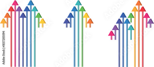 Colored and double arrows with shadows, upward-pointing chart - business and economic growth