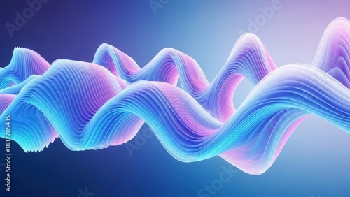 Abstract 3d waveform sound visualization isolated on white