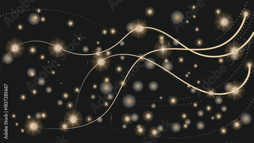 Golden abstract Christmas background with stars and decorative winter elements