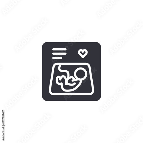 A medical lab report icon showing heart and data, illustrating clinical diagnostics, test results, and health monitoring.