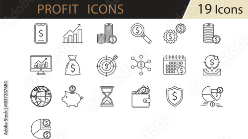 Finance icons vector set, money management symbols, investment tools,Finance icons vector set, money management symbols, investment tools,