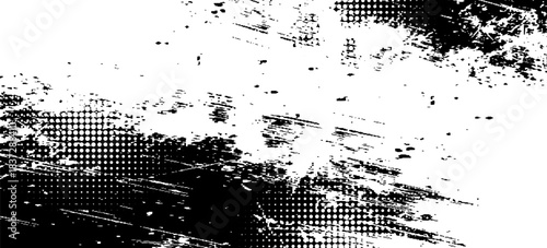 Vector abstract black brush art grunge texture paint strokes on white background