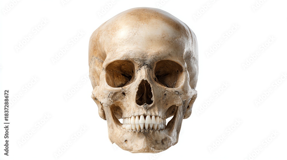 Obraz premium Human skull top view, isolate white background