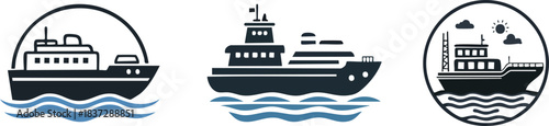 Water transport icon with simple bold outline offering clean minimal style ideal for marine navigation vector illustrations