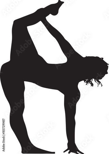Silhouette of Gymnast Doing Needle Scale or Standing Split Pose
