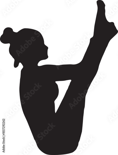 Silhouette of Woman Doing Yoga Boat Pose (Paripurna Navasana)