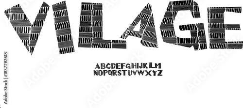 Village Hand-Drawn Display Font – Textured Sketch Alphabet Typeface with Rough Line Patterns for Creative Branding, Kids Posters & Artistic Design