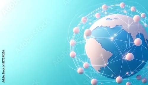 Network connection around earth planet concept for global digital communications