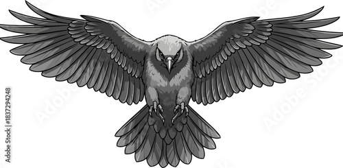 inkwinged fury a primal force takes flight with unyielding resolve, isolated on transparent background
