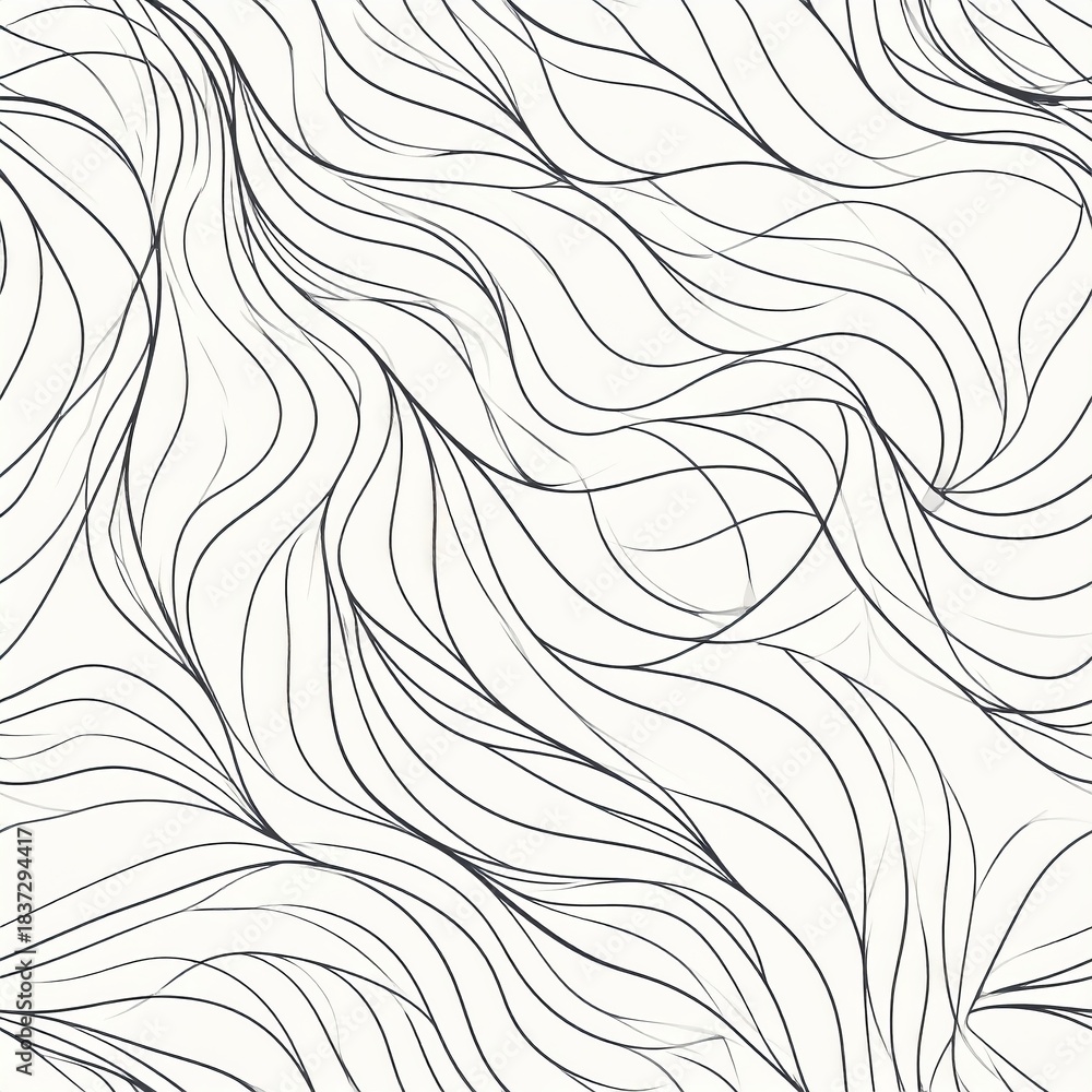 Fototapeta premium Elegant abstract minimalist line art pattern in monochrome tones, clean geometric rhythm, continuous flowing lines, modern vector style, ideal for branding, packaging, and contemporary decor