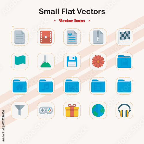 Minimalist small flat vector illustrations of living spaces