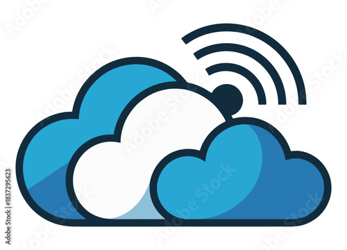 A stylized illustration depicts a cloud with a Wi-Fi signal emanating from it.