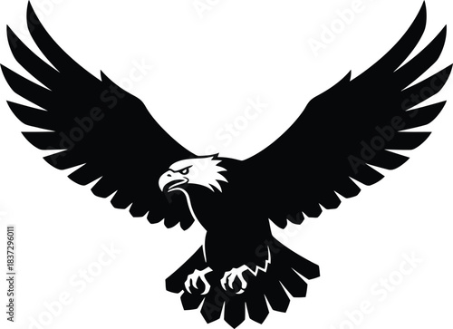 Bold Eagle Silhouette with Outstretched Wings – Powerful Predatory Bird Logo