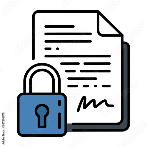 Document with a padlock symbolizes security and confidential information.