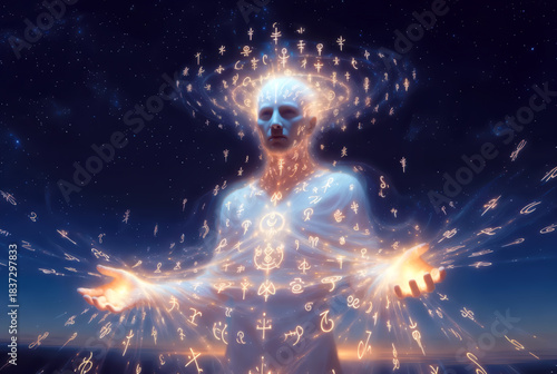generative art. knowledge of wisdom from heavenly teachers