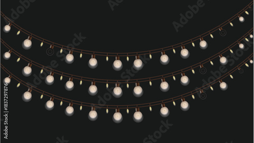 Vector illustration of a chain, pearl necklace, and disco ball decoration