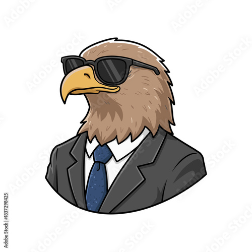 Cool Eagle in a Suit icon logo flat vector design