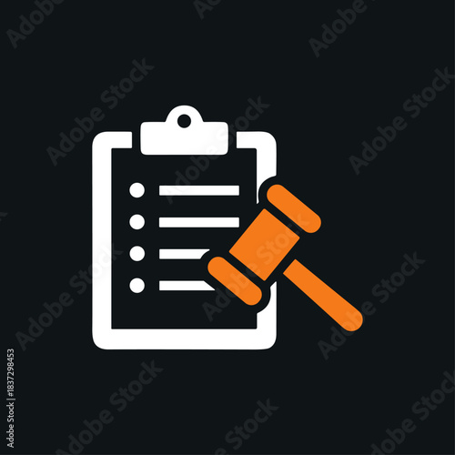 Compliance, Court order icon logo flat vector design