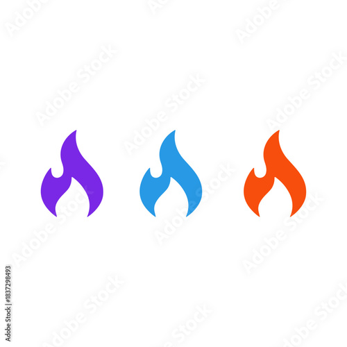 Different flame colors icon logo flat vector design