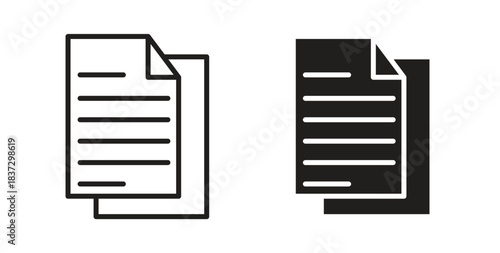 Copy icons in filled, thin line, outline and strokes