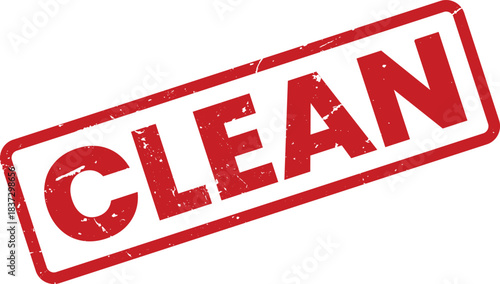 Red Grunge Clean Stamp Vector Illustration: Emphasizing Hygiene, Purity, and Sanitization for Product Promotion and Visual Communication Projects