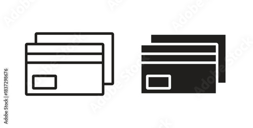 Credit card icons in filled, thin line, outline and strokes